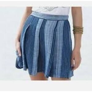 Ace & Jig Boro Blue Striped Linen Cotton Pleated Mini Skirt